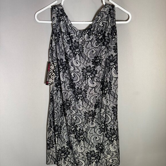 Black and White Lace Design Candy Couture Tank Top, Womens Size XLarge - Picture 2 of 8